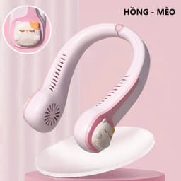 [KH]Quạt Đeo Cổ Hoạt Hình Dễ Thương - Quạt Mini Tích Điện 3 Tốc Độ, Cánh Kép Làm Mát 2 Bên, Nhẹ Êm Cho Bé 5