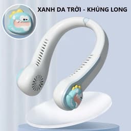 [KH]Quạt Đeo Cổ Hoạt Hình Dễ Thương - Quạt Mini Tích Điện 3 Tốc Độ, Cánh Kép Làm Mát 2 Bên, Nhẹ Êm Cho Bé 6