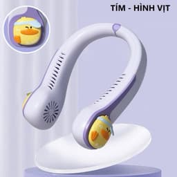 [KH]Quạt Đeo Cổ Hoạt Hình Dễ Thương - Quạt Mini Tích Điện 3 Tốc Độ, Cánh Kép Làm Mát 2 Bên, Nhẹ Êm Cho Bé 3
