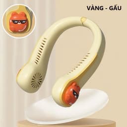 [KH]Quạt Đeo Cổ Hoạt Hình Dễ Thương - Quạt Mini Tích Điện 3 Tốc Độ, Cánh Kép Làm Mát 2 Bên, Nhẹ Êm Cho Bé 2