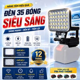 Đèn led 35/55 mắt siêu sáng sử dụng chân pin phổ thông VINALUXURY có 2 chế độ sáng, có 2 cổng sạc USB, tay cầm tiện lợi 1