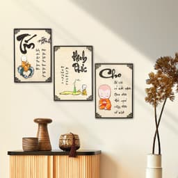 Bảng Gỗ Decor Chủ Đề Thư Pháp, Phật Giáo - Tranh Chữ Thư Pháp Decor Phòng Khách, Phòng Thờ 2