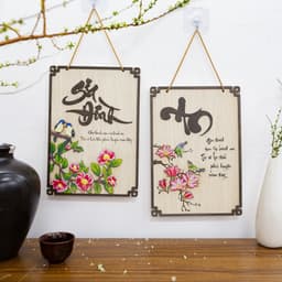 Bảng Gỗ Decor Chủ Đề Thư Pháp, Phật Giáo - Tranh Chữ Thư Pháp Decor Phòng Khách, Phòng Thờ 3