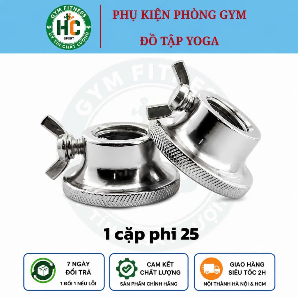Bộ chốt thanh đòn tạ ren xoắn phi 25 phi 30 giữ bánh tạ chắc chắn... chỉ vừa với đòn tạ nhập khẩu.