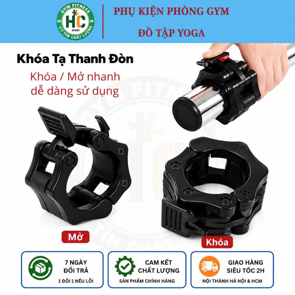 Kẹp Khóa Thanh Đòn Tạ KINGBOX, Khóa Tạ Bản Nâng Cấp Rộng 50mm Phù Hợp Với Thanh Đòn 50mm