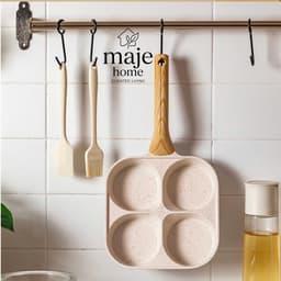 Chảo 4 ngăn chống dính cao cấp tay cầm gỗ. Chảo chiên trứng, pancake, xúc xích đa năng tiện lợi - Majehome 1