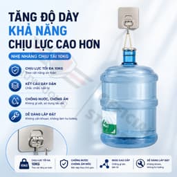 Combo 50 Móc Dán Tường Siêu Dính Inox 304 Chịu Lực Tốt, Không Cần Khoan Đục Chịu Lực 10kg 6