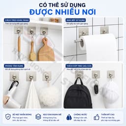 Combo 50 Móc Dán Tường Siêu Dính Inox 304 Chịu Lực Tốt, Không Cần Khoan Đục Chịu Lực 10kg 7