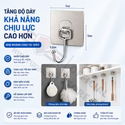Combo 50 Móc Dán Tường Siêu Dính Inox 304 Chịu Lực Tốt, Không Cần Khoan Đục Chịu Lực 10kg 2