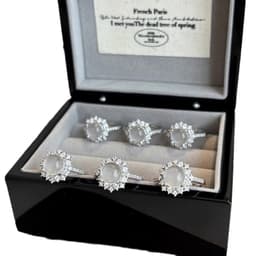 B35 Nhẫn mặt trứng đá Chalcedony phong cách cổ điển Trung Hoa sang trọng 5