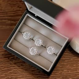 B35 Nhẫn mặt trứng đá Chalcedony phong cách cổ điển Trung Hoa sang trọng 2