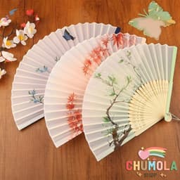 Quạt Xếp Cổ Trang Phong Cách Trung Hoa Nan Tre Vải Lụa - Thanh Lịch Sang Trọng Gấp Gọn Dễ Mang Theo 3