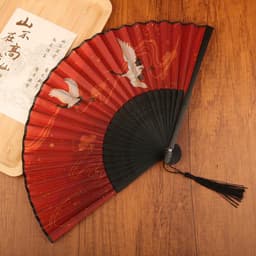 Quạt Xếp Cổ Trang Phong Cách Trung Hoa Nan Tre Vải Lụa - Thanh Lịch Sang Trọng Gấp Gọn Dễ Mang Theo 4