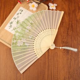 Quạt Xếp Cổ Trang Phong Cách Trung Hoa Nan Tre Vải Lụa - Thanh Lịch Sang Trọng Gấp Gọn Dễ Mang Theo 6