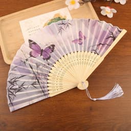 Quạt Xếp Cổ Trang Phong Cách Trung Hoa Nan Tre Vải Lụa - Thanh Lịch Sang Trọng Gấp Gọn Dễ Mang Theo 9