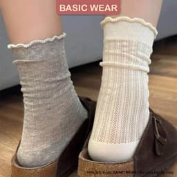 Tất Nữ Cổ Cao Ren Mỏng Thoáng Khí Viền Bèo Co Giãn Mềm Mại Tất Lưới Cổ Bèo Tiểu Thư TT88 8