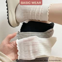 Tất Nữ Cổ Cao Ren Mỏng Thoáng Khí Viền Bèo Co Giãn Mềm Mại Tất Lưới Cổ Bèo Tiểu Thư TT88 2