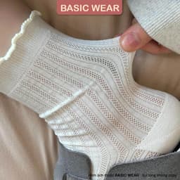 Tất Nữ Cổ Cao Ren Mỏng Thoáng Khí Viền Bèo Co Giãn Mềm Mại Tất Lưới Cổ Bèo Tiểu Thư TT88 7