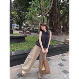 Áo chấm bi cổ bẻ buộc nơ dáng bí phồng hàng 2 lớp GIGI TOP 4