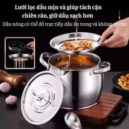 Âu Đựng Mỡ Inox Kèm Lưới Lọc Size 1L, Âu Lọc Dầu Mỡ, Bình Lọc Dầu, Vừa Đựng Dầu Vừa Nấu Ăn, Tiện Lợi 3