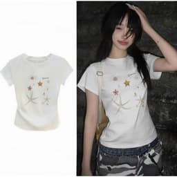 Áo babytee croptop nữ ngắn tay,áo thun forrm fit in hình ngôi sao chất cotton thoáng mát cực tôn dáng phong cách Hàn 3