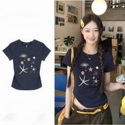 Áo babytee croptop nữ ngắn tay,áo thun forrm fit in hình ngôi sao chất cotton thoáng mát cực tôn dáng phong cách Hàn 1