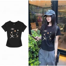 Áo babytee croptop nữ ngắn tay,áo thun forrm fit in hình ngôi sao chất cotton thoáng mát cực tôn dáng phong cách Hàn 2