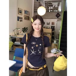 Áo babytee croptop nữ ngắn tay,áo thun forrm fit in hình ngôi sao chất cotton thoáng mát cực tôn dáng phong cách Hàn 5