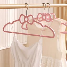 Combo Móc Treo Quần Áo Hình Nơ Kitty, Có Rãnh Chống Trượt, Mắc Váy 2 Dây Chất Nhựa PP Dẻo Dai 8