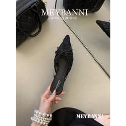Giày Sục Mũi Nhọn MEYBANNI Phối Nơ Lưới Ren Siêu Xinh - A105 4