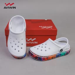 [ AVG003 ] [ Tặng Charm ] Dép sục thời trang Aviwin Avigo-003 hoạ tiết quẩy sơn xung quang- Đi tăng 1 size 5