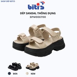 Sandal Biti's Nữ Màu Đen Đế Cao Tôn Dáng BPW0067 1
