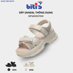Sandal Biti's Nữ Màu Kem Đế Cao 5cm BPW005700KEM/ DEN 1