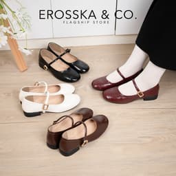 [Erosska]- Giày búp bê nữ ballet core mũi vuông, quai ngang phối khóa cao 1cm  - EL084 8