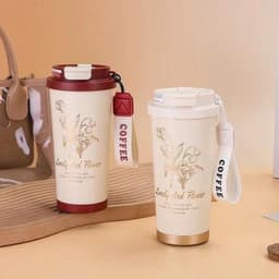 Ly Giữ Nhiệt 500ml Coffee Cup inox 316 cao cấp, Cốc giữ nhiệt có ống hút quai xách tiện lợi 9