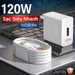 [Linh Kiện] Bộ sạc nhanh 120W, Đầu Nối USB và Type C, Tương Thích Nhiều Dòng Điện Thoại, Không Gây Nóng Máy 3