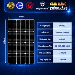 Đèn Bàn Chải Năng Lượng Mặt Trời Mayor Wolf 300W, Chiếu Sáng Sân Vườn, Kho Bãi, Đường Đi MW.BC300 3