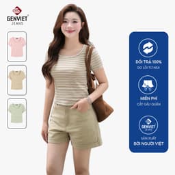 [DEAL HÈ] Áo baby tee thun nữ cộc tay GENVIET JEANS chất cotton ôm vừa cổ tròn tôn dáng che khuyết điểm 9225 1