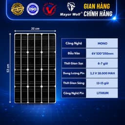 Đèn Đường Năng Lượng Mặt Trời MayorWolf 300W, Cho Sân Vườn, Kho Bãi, Đường Đi, Bãi Xe MW.BC3300 3