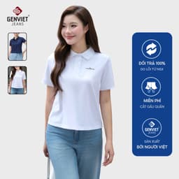 Áo polo cộc tay nữ GENVIET JEANS dáng ôm vừa chất liệu cotton BIG SIZE co giãn 4 chiều năng động 9219 2