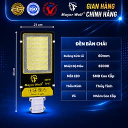 Đèn Đường Năng Lượng Mặt Trời MayorWolf 400W 624 LED Nhôm Nguyên Khối, Cho Sân Vườn, Kho Bãi, Đường Đi, Bãi Xe MW.BC2400 3