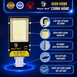 Đèn Bàn Chải Năng Lượng Mặt Trời MayorWolf 800W Nhôm Đúc, Cho Sân Vườn, Kho Bãi, Bãi Xe 4