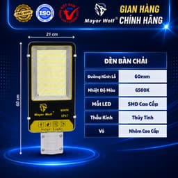 Đèn Bàn Chải Năng Lượng Mặt Trời MayorWolf 800W Nhôm Đúc, Cho Sân Vườn, Kho Bãi, Bãi Xe 3