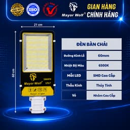 Đèn Đường Bàn Chải Năng Lượng Mặt Trời MayorWolf 2000W Nhôm Đúc, Cho Kho Bãi, Đường Đi, Bãi Xe MW.BC22000 3