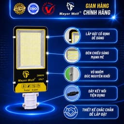 Đèn Đường Bàn Chải Năng Lượng Mặt Trời MayorWolf 2000W Nhôm Đúc, Cho Kho Bãi, Đường Đi, Bãi Xe MW.BC22000 4