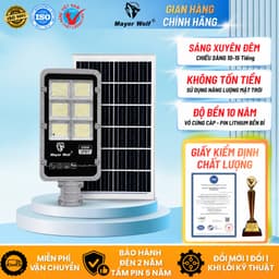 Đèn Bàn Chải Năng Lượng Mặt Trời Mayor Wolf 300W, Chiếu Sáng Sân Vườn, Kho Bãi, Đường Đi MW.BC300 1