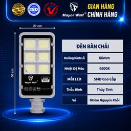 Đèn Bàn Chải Năng Lượng Mặt Trời Mayor Wolf 300W, Chiếu Sáng Sân Vườn, Kho Bãi, Đường Đi MW.BC300 4