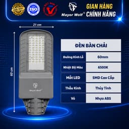 Đèn Bàn Chải Mắt Ngọc Năng Lượng Mặt Trời Mayor Wolf 500W Nhựa ABS, Cho Sân Vườn, Kho Bãi MW.BC.500W 3
