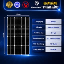 Đèn Bàn Chải Mắt Ngọc Năng Lượng Mặt Trời Mayor Wolf 500W Nhựa ABS, Cho Sân Vườn, Kho Bãi MW.BC.500W 2