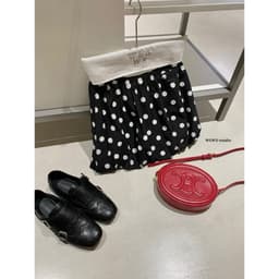 𝑨𝒏𝒏 𝑺𝒕𝒖𝒅𝒊𝒐 𝐖𝐆𝐖𝐄/Chân Váy Bí Chấm Bi Dáng Chữ A Ngắn 9398, Chân Váy Mini Nữ Cạp Cao Lưng Chun Kèm Quần Trong 3